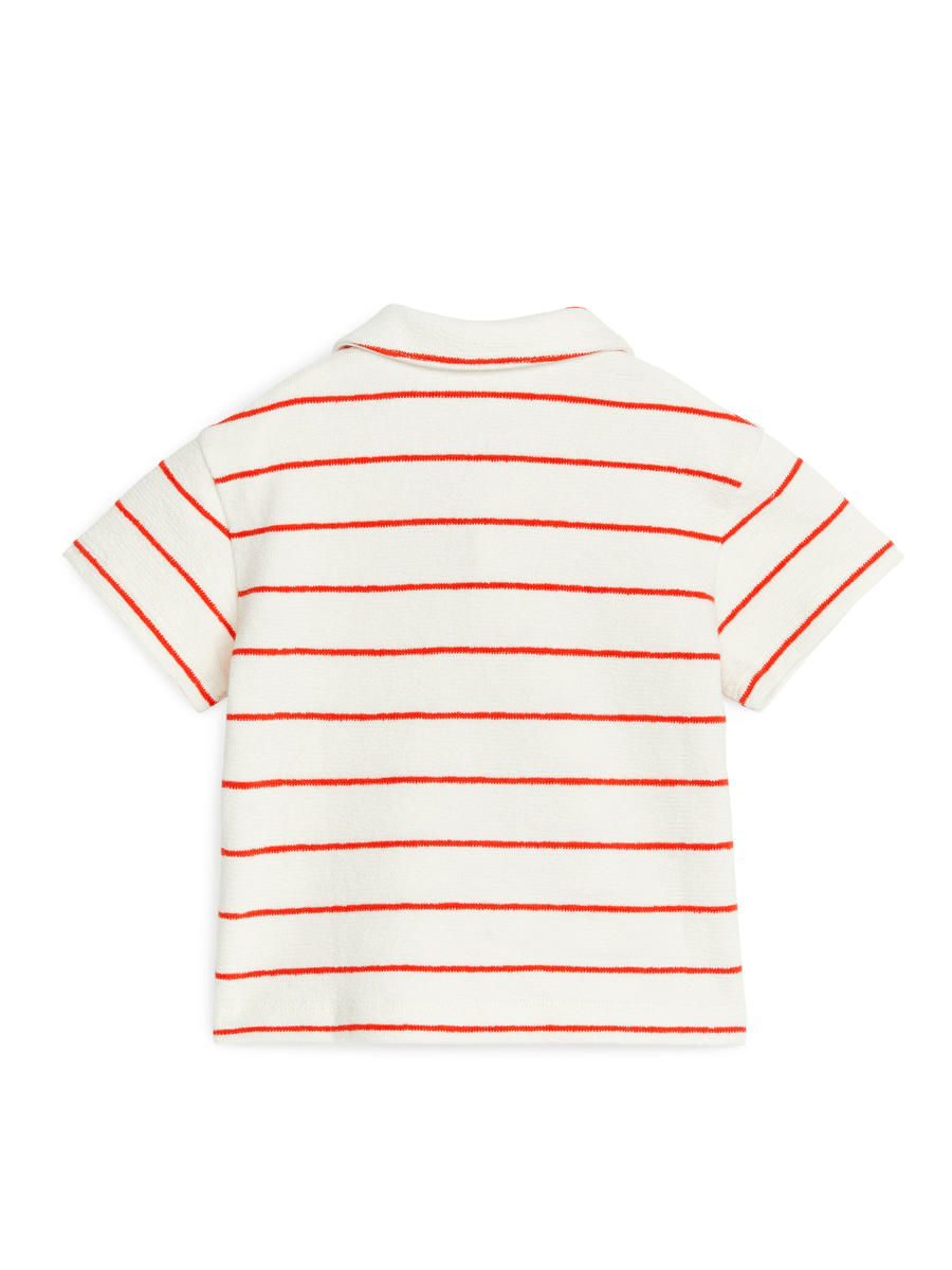 Towelling Polo Shirt - White/Red - Regular fit - Children - 1231232001