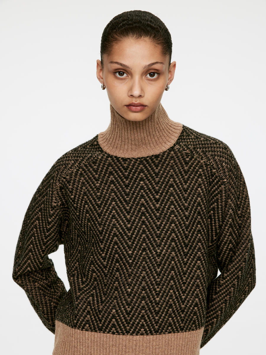 Jaquard-Knit Wool Jumper-#83786B-13191