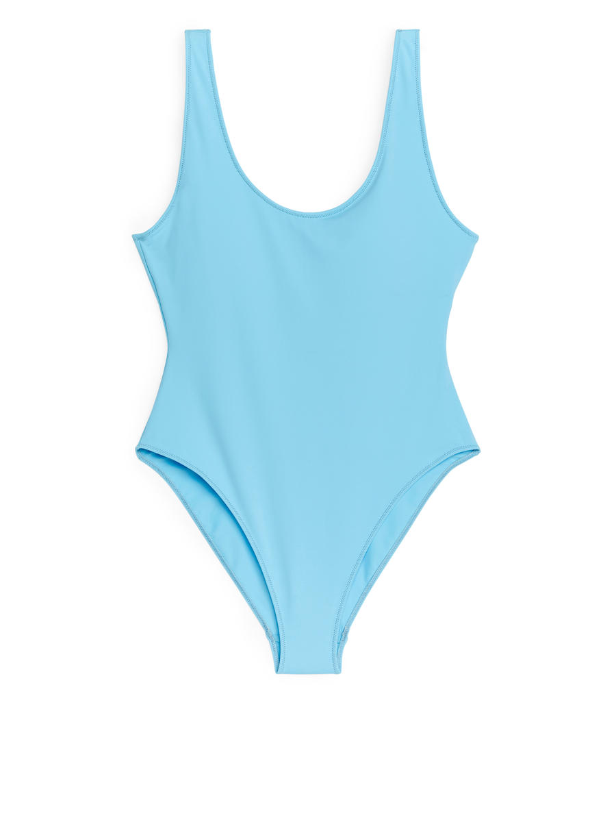 U-Neck Swimsuit - Light Blue - Women - 1223636002