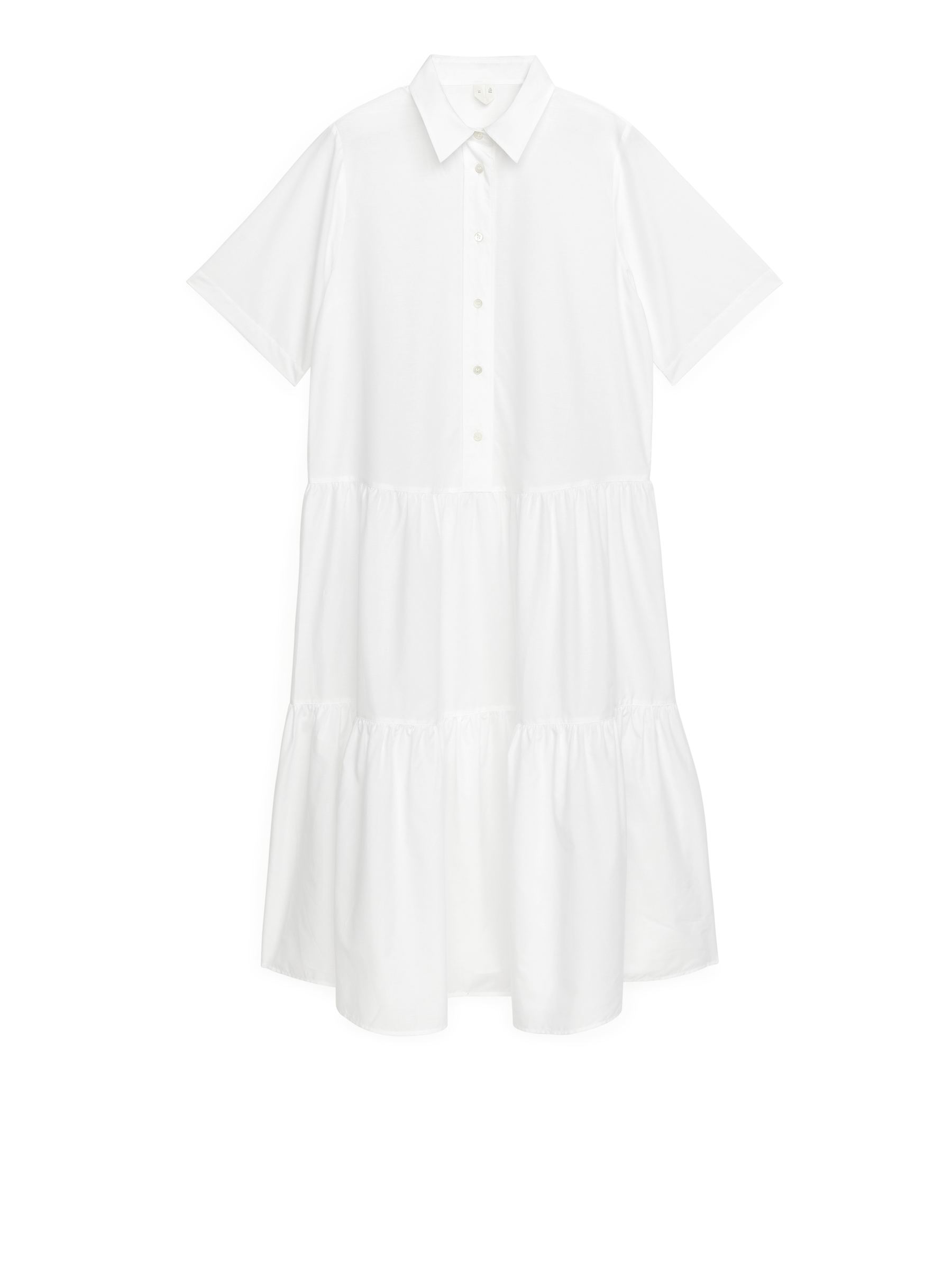 Cotton Lyocell Tier Dress-#FFFFFF-11416