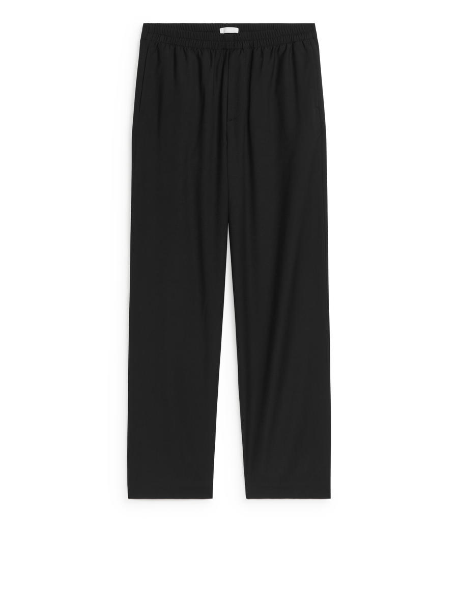 Wide Wool Trousers-#272628-8075