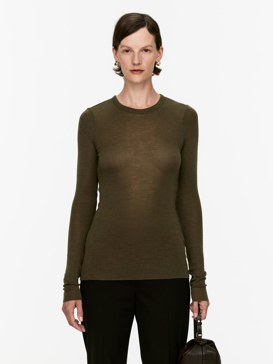 Long-Sleeved Merino Top-#5E5648-12712