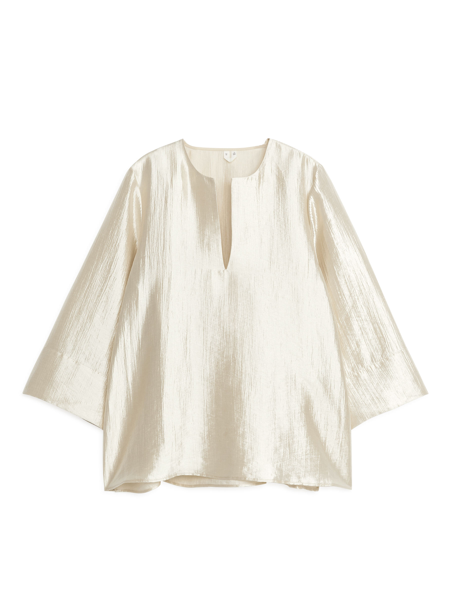 Chemisier à col fendu avec effet froissé - Beige - Loose fit - Femme - StillMedia/DescriptiveStillLife - 2