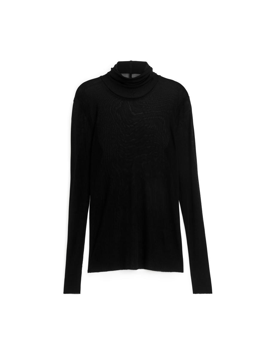 Silk Roll-Neck Top - Black - Slim fit - Women - 1205735001