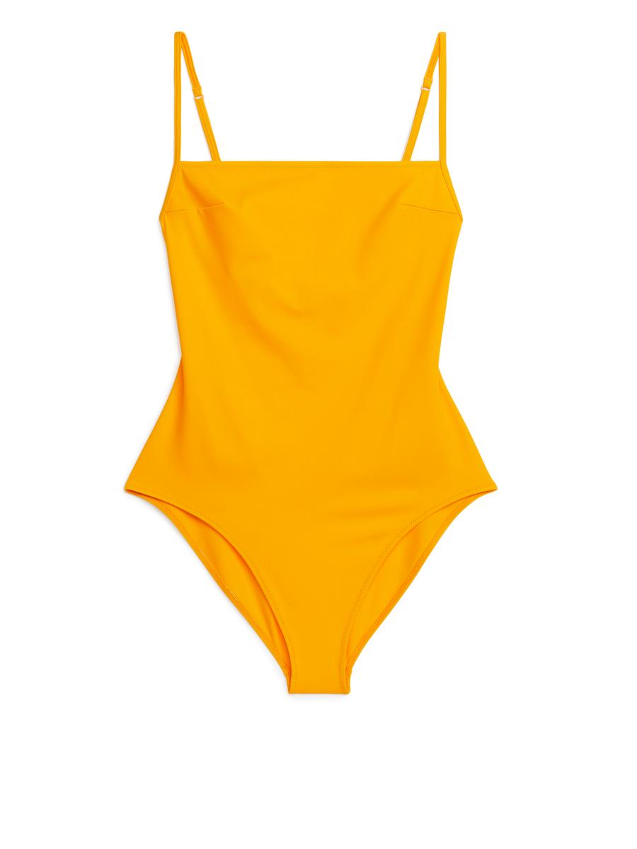 Square-Neck Swimsuit - Dark Yellow - Regular fit - Women - 1043225005