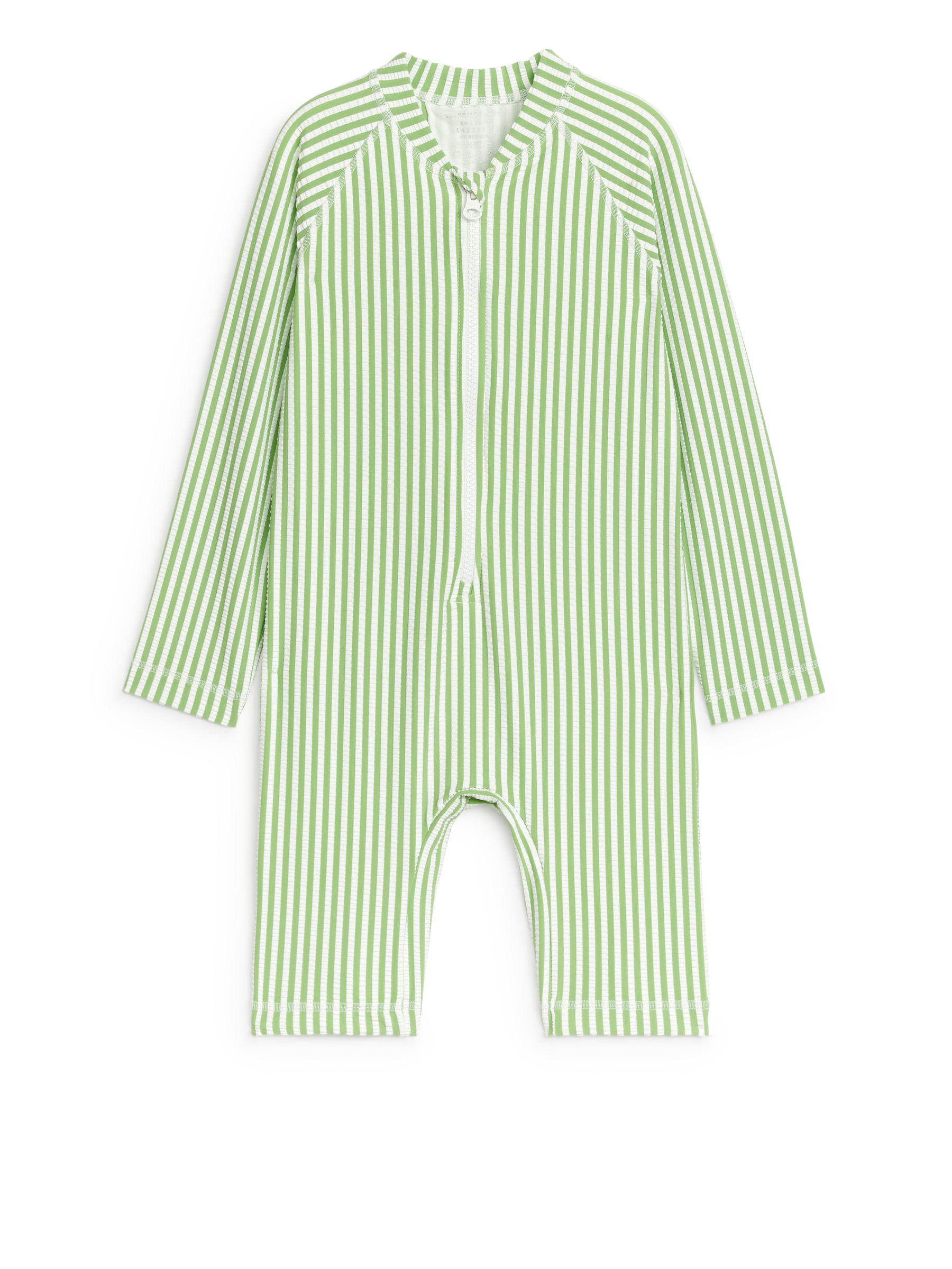 Langärmliger Seersucker-Schwimmanzug mit UV-Schutz - Grün/Weiß - Regular Fit - Children - StillMedia/DescriptiveStillLife - 1