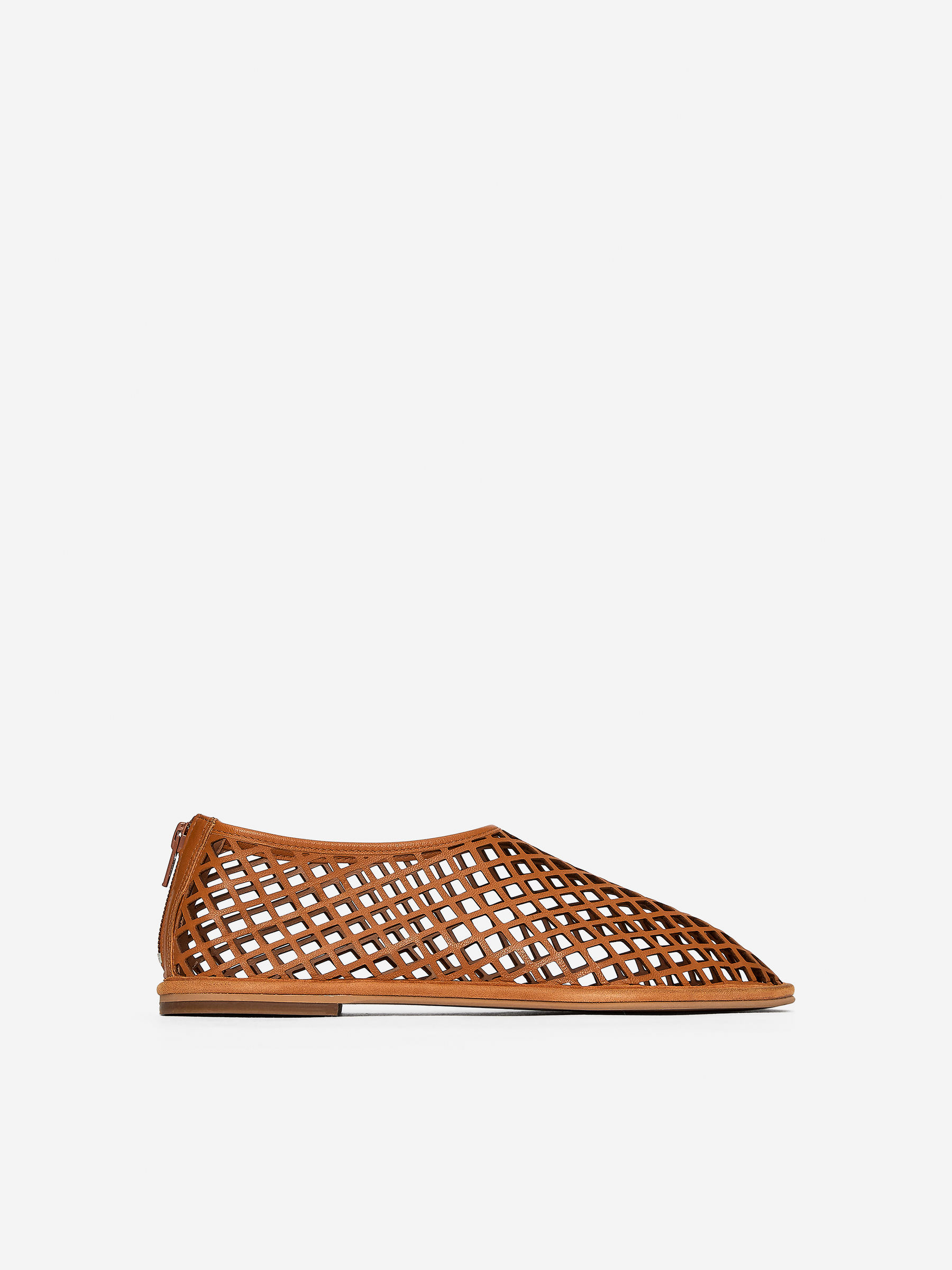 Cut-Out Leather Flats-#8C673A-15813