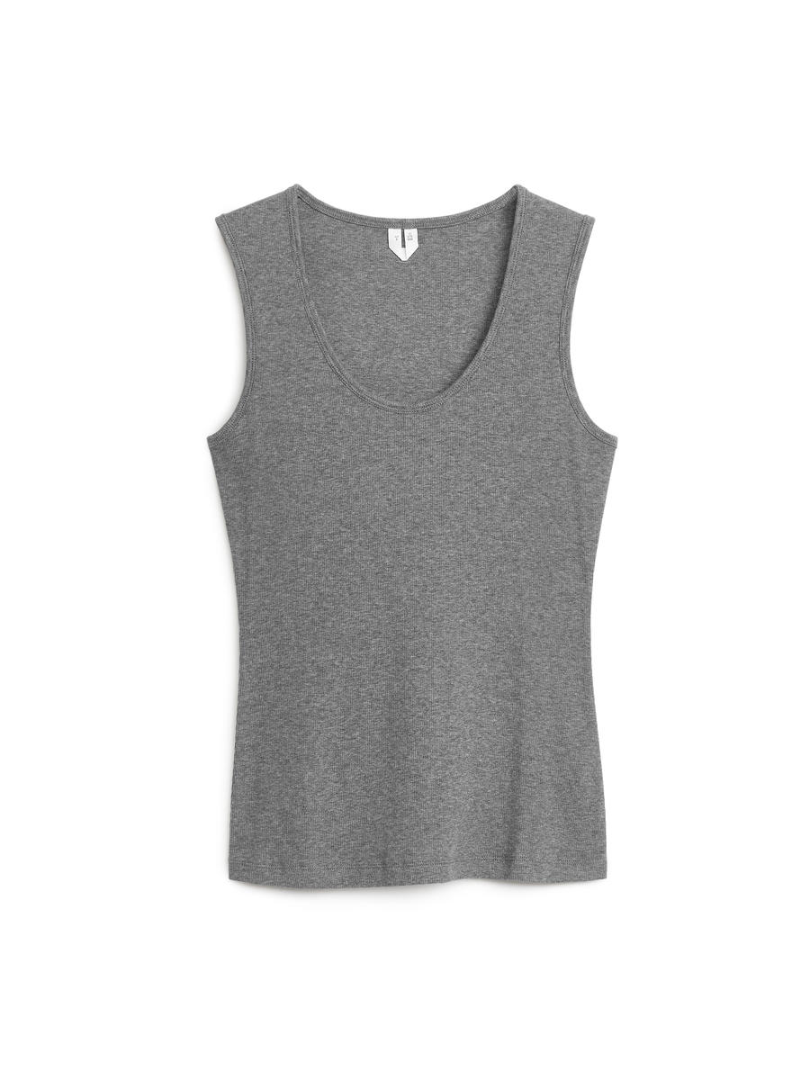 Rib Tank Top-Grey-2634