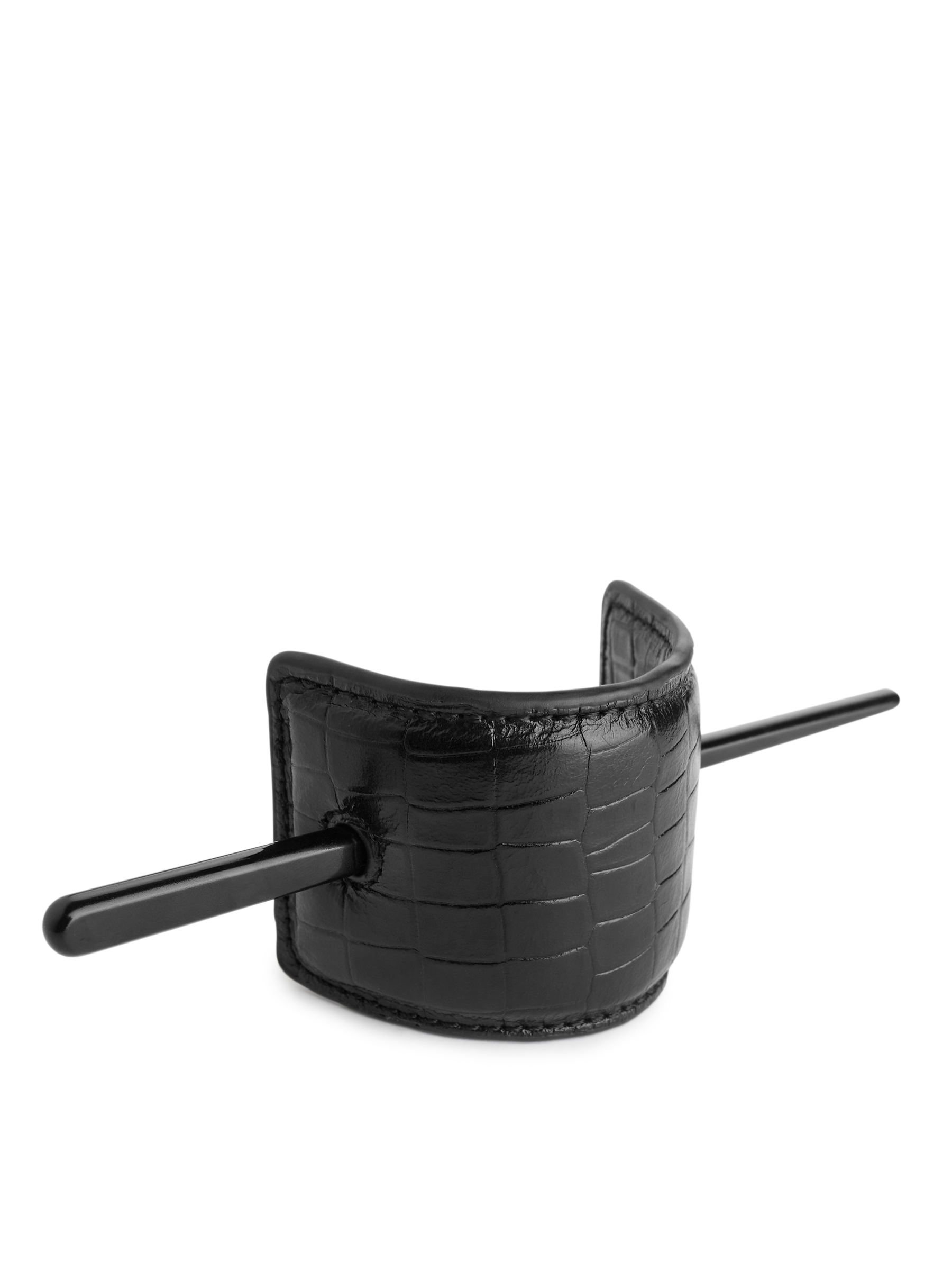 Haarspange aus Leder - Schwarz - Damen - StillMedia/DescriptiveStillLife - 1