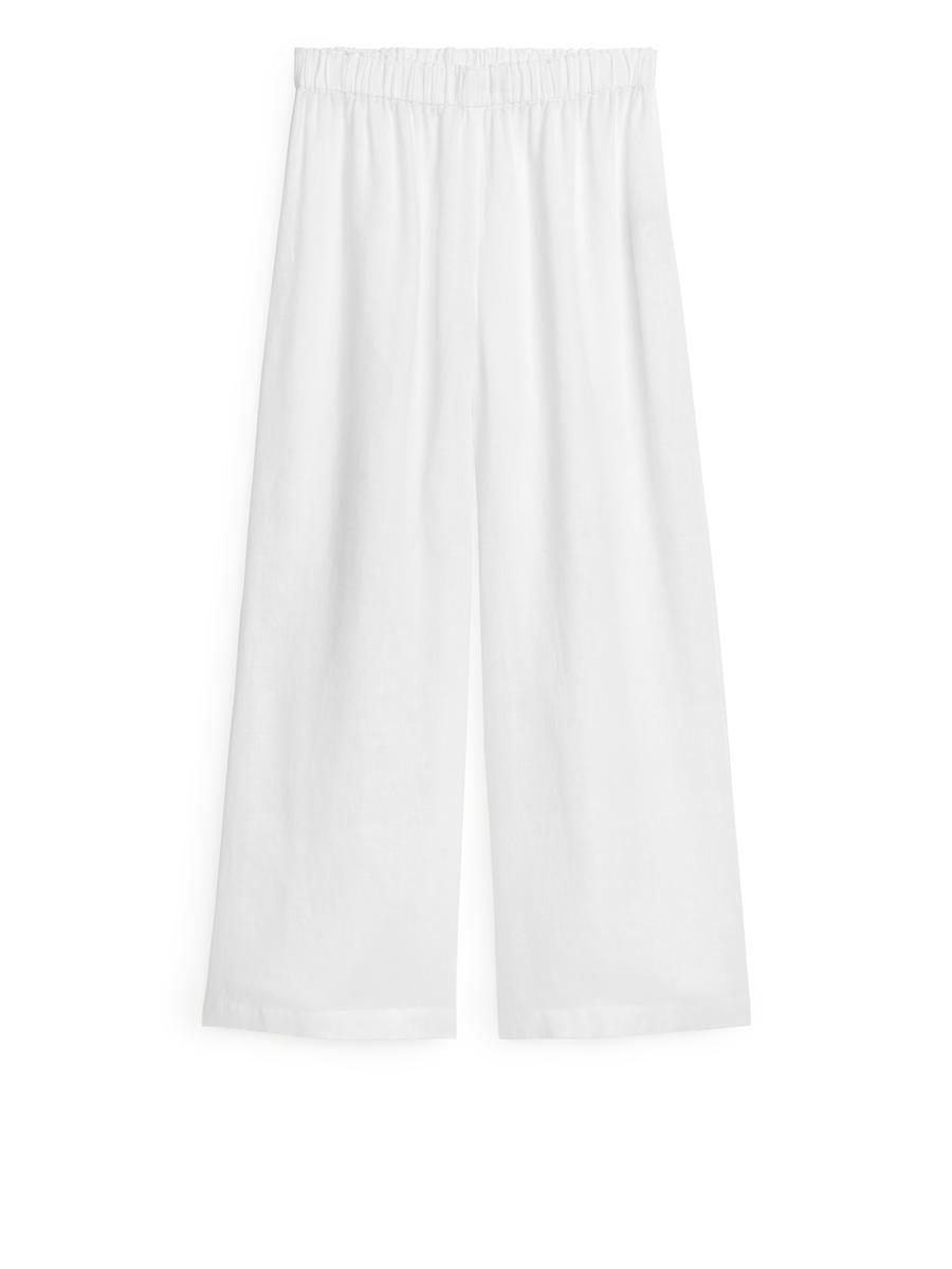 Wide Linen Trousers-#FFFFFF-4503