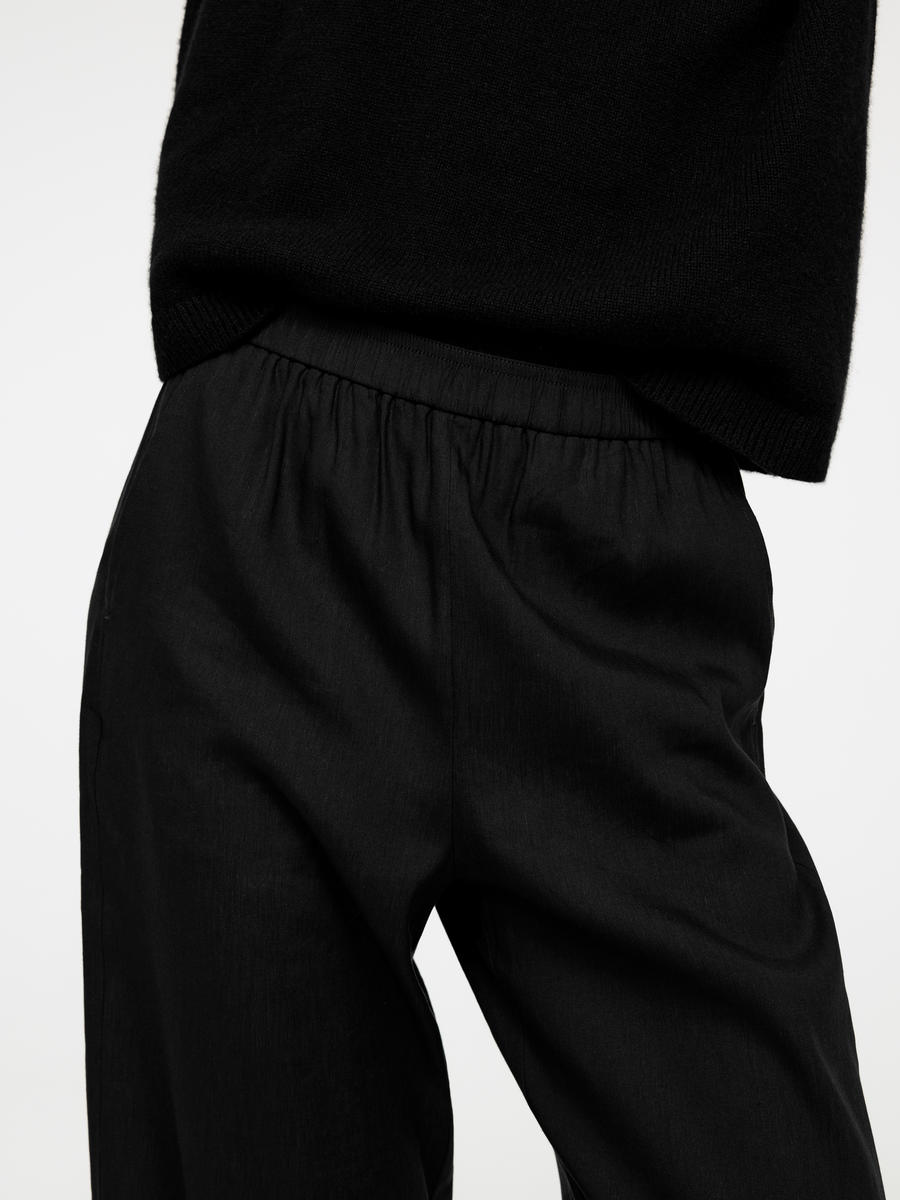 Linen-Blend Trousers - Black - Relaxed fit - Women - 1227841001