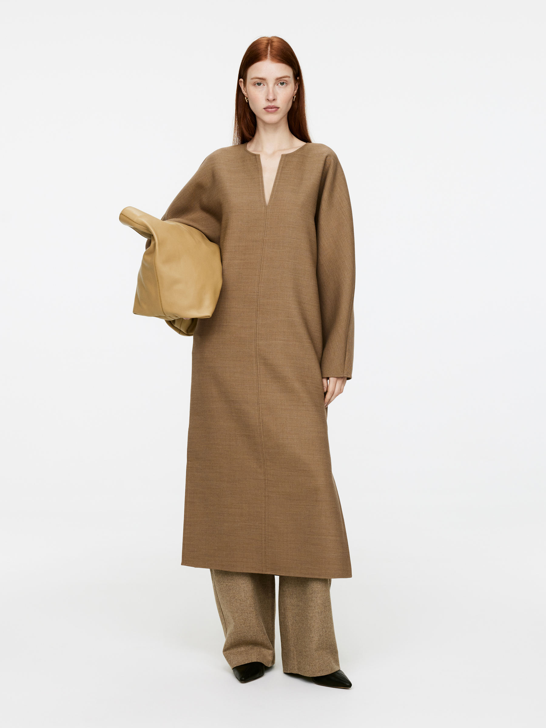 Wool-Blend Tunic Dress - Dark Beige - Loose fit - Women - 1256541001