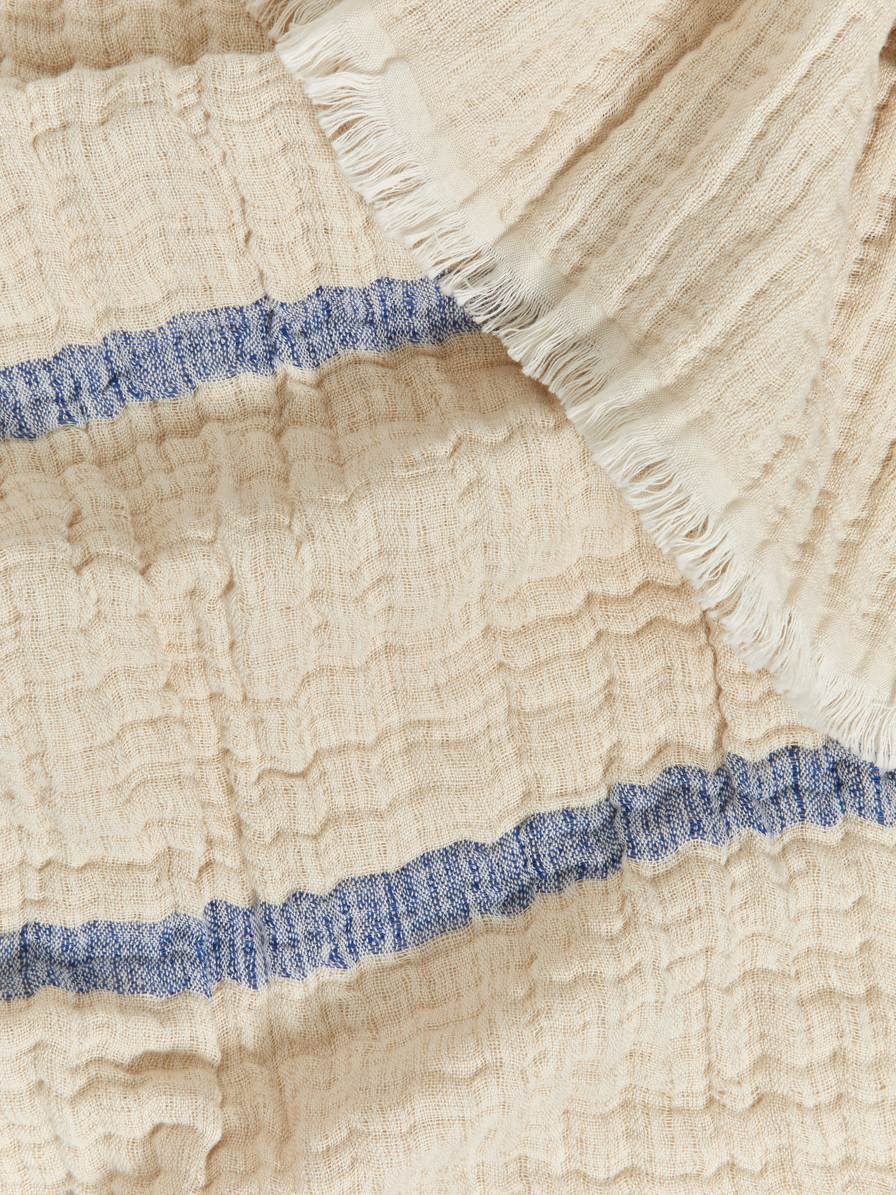 Krinklad pläd i linneblandning - Beige/blå - Homeware - StillMedia/DescriptiveDetail - 1