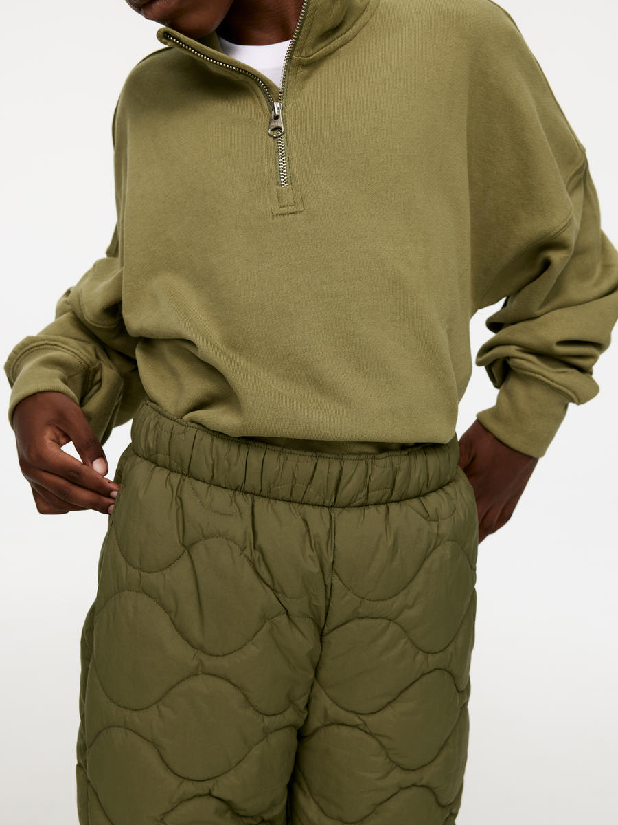 Quilted Outdoor Trousers-#6A6856-12500