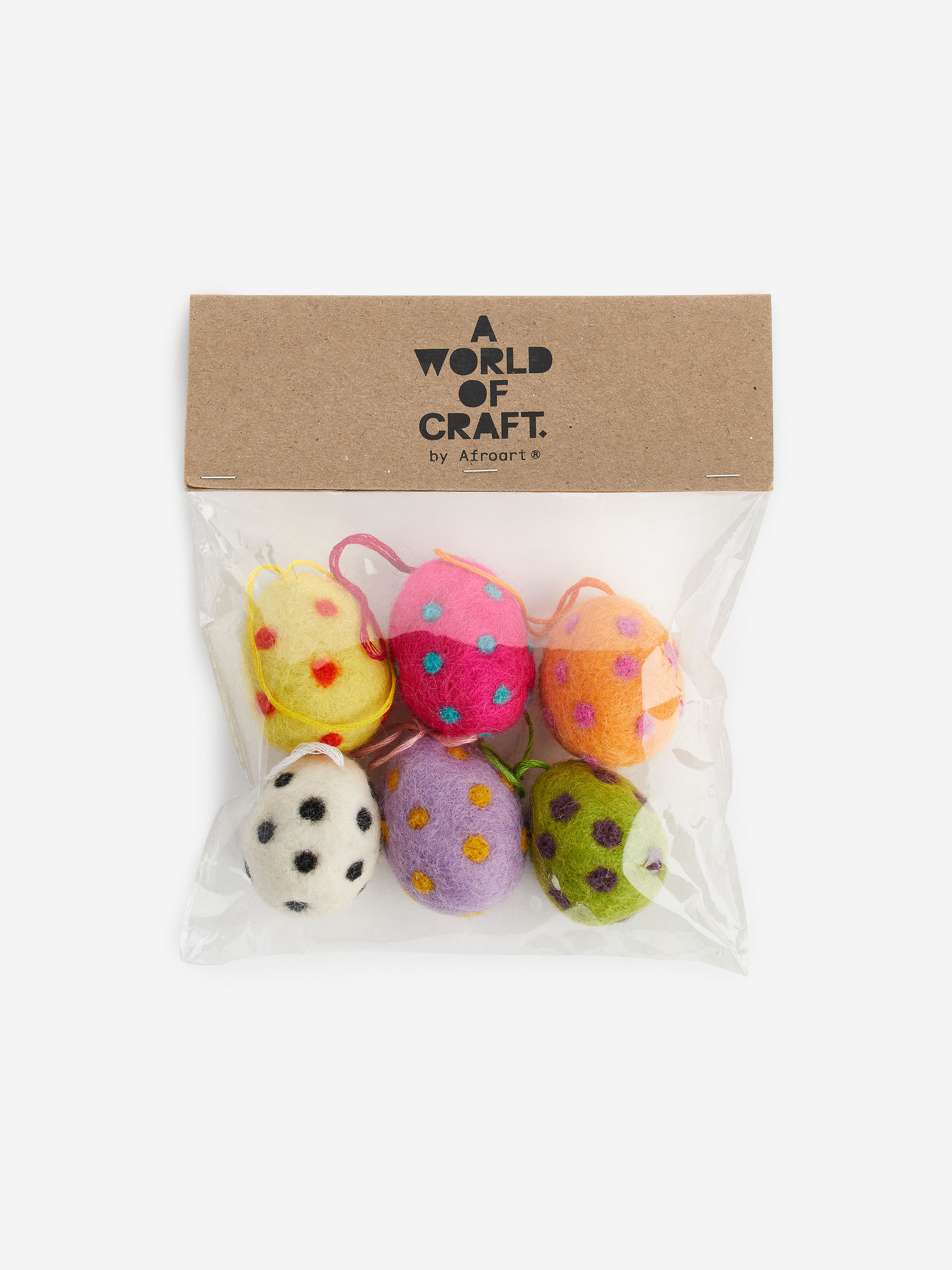 A World of Craft Felted Egg Decorations Set of 6 - Mixed Colours - Homeware - 0892351001