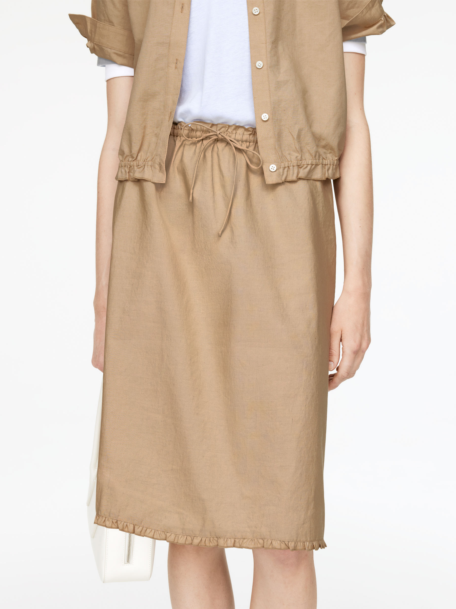 Linen-Cotton Frill Skirt - Beige - Regular fit - Women - StillMedia/Lookbook - 6