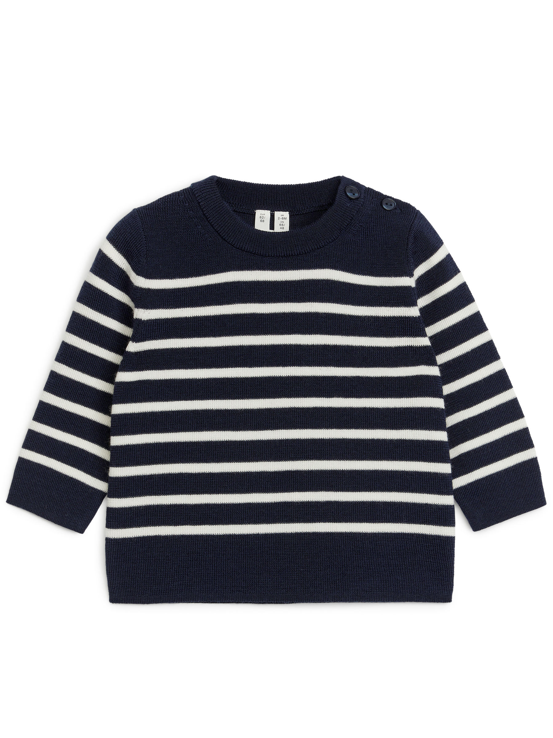 Stickad tröja i merinoull - Mörkblå/vit - Regular fit - Children - StillMedia/DescriptiveStillLife - 1