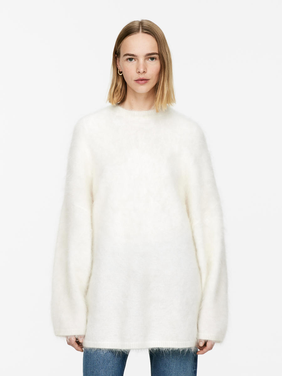 Mohair-Wool Blend Jumper-#F4F3E9-13864