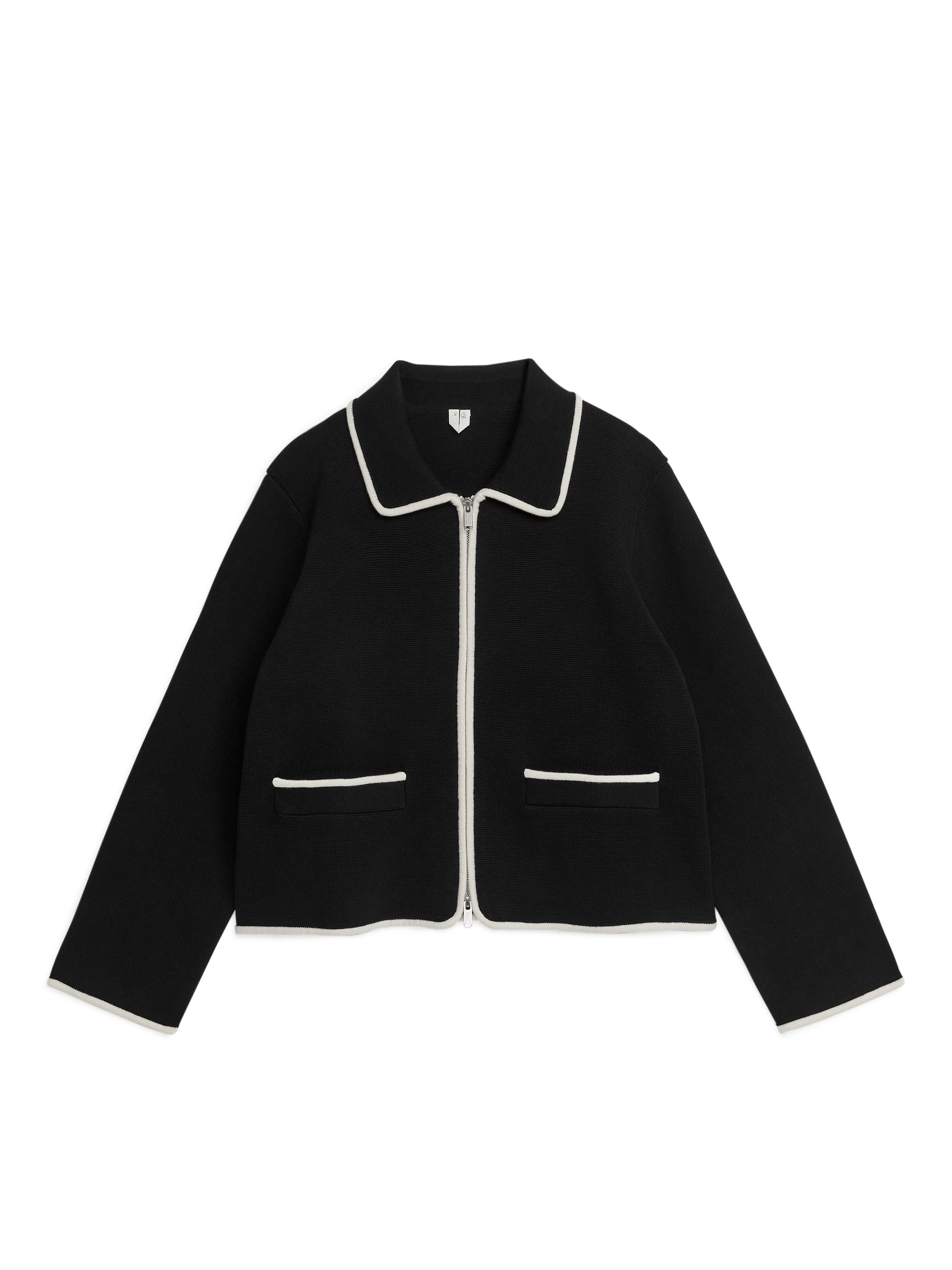 Knitted Zip Cardigan-#272628-362