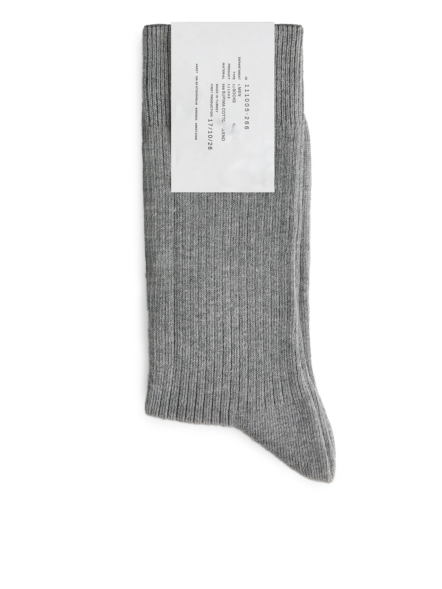 Supima Cotton Rib Socks - Grey Melange - Regular fit - Men - StillMedia/DescriptiveStillLife - 2