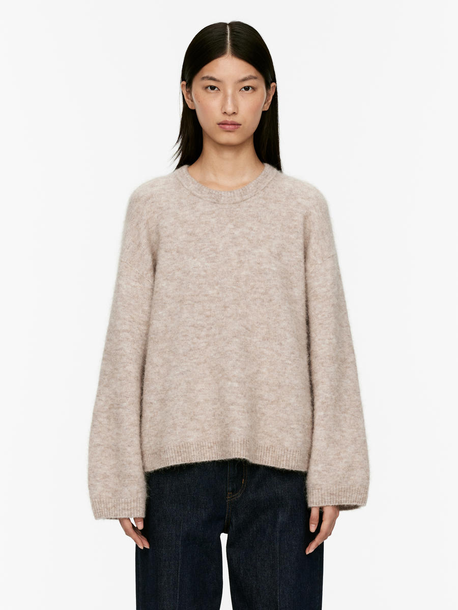 Alpaca-Wool Blend Jumper-#B3AB98-12750