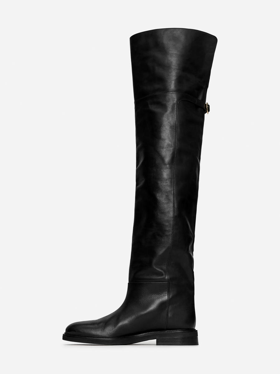 Over-The-Knee Leather Boots-#272628-13008