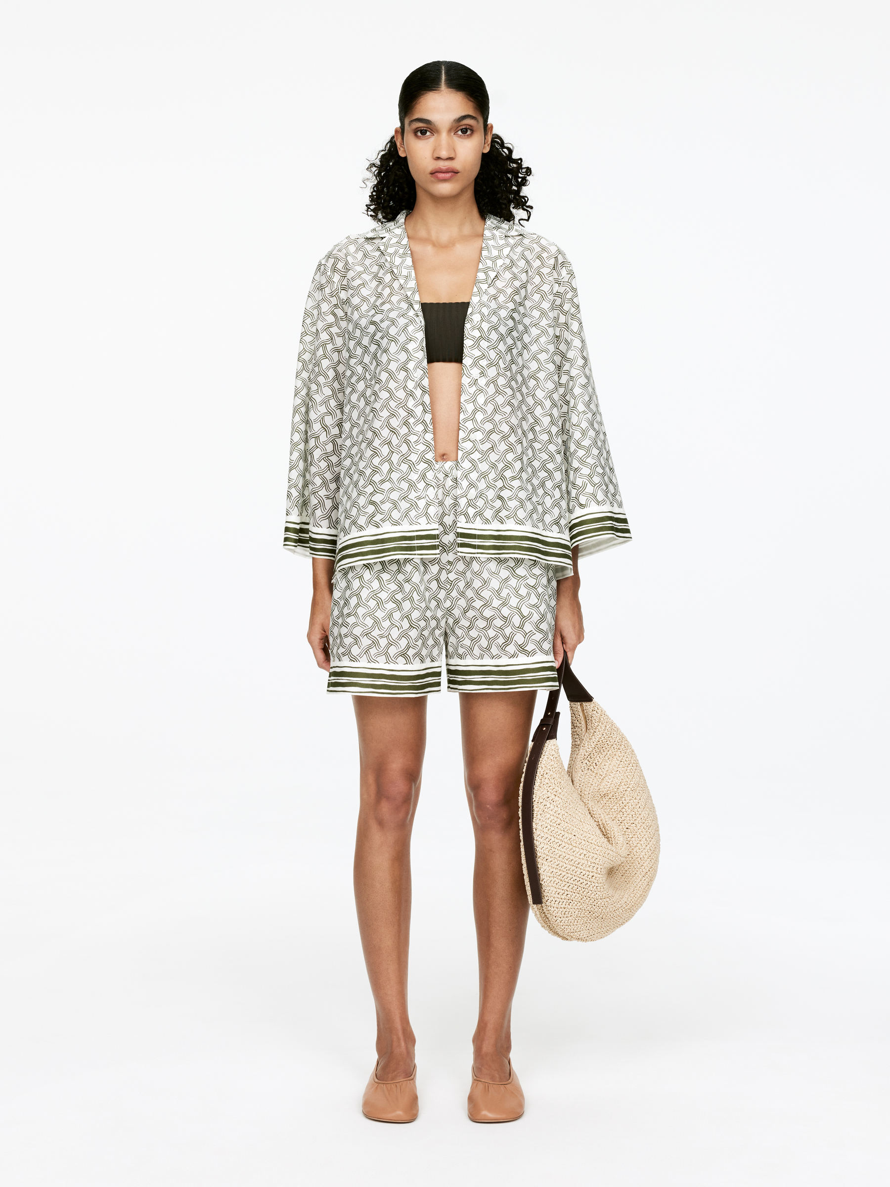 Printed Shorts-#484D3B-15793