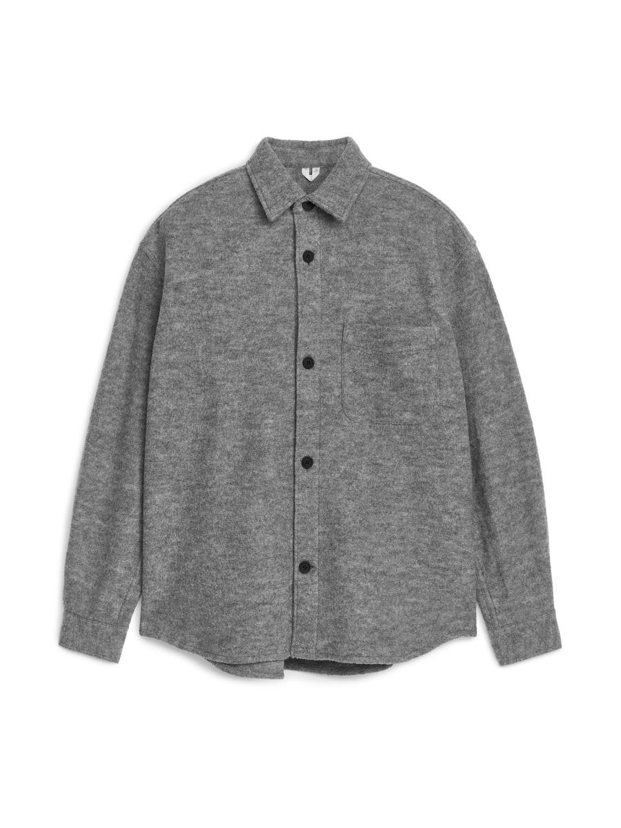 Bouclé Wool Shirt-#A2A3A3-13273