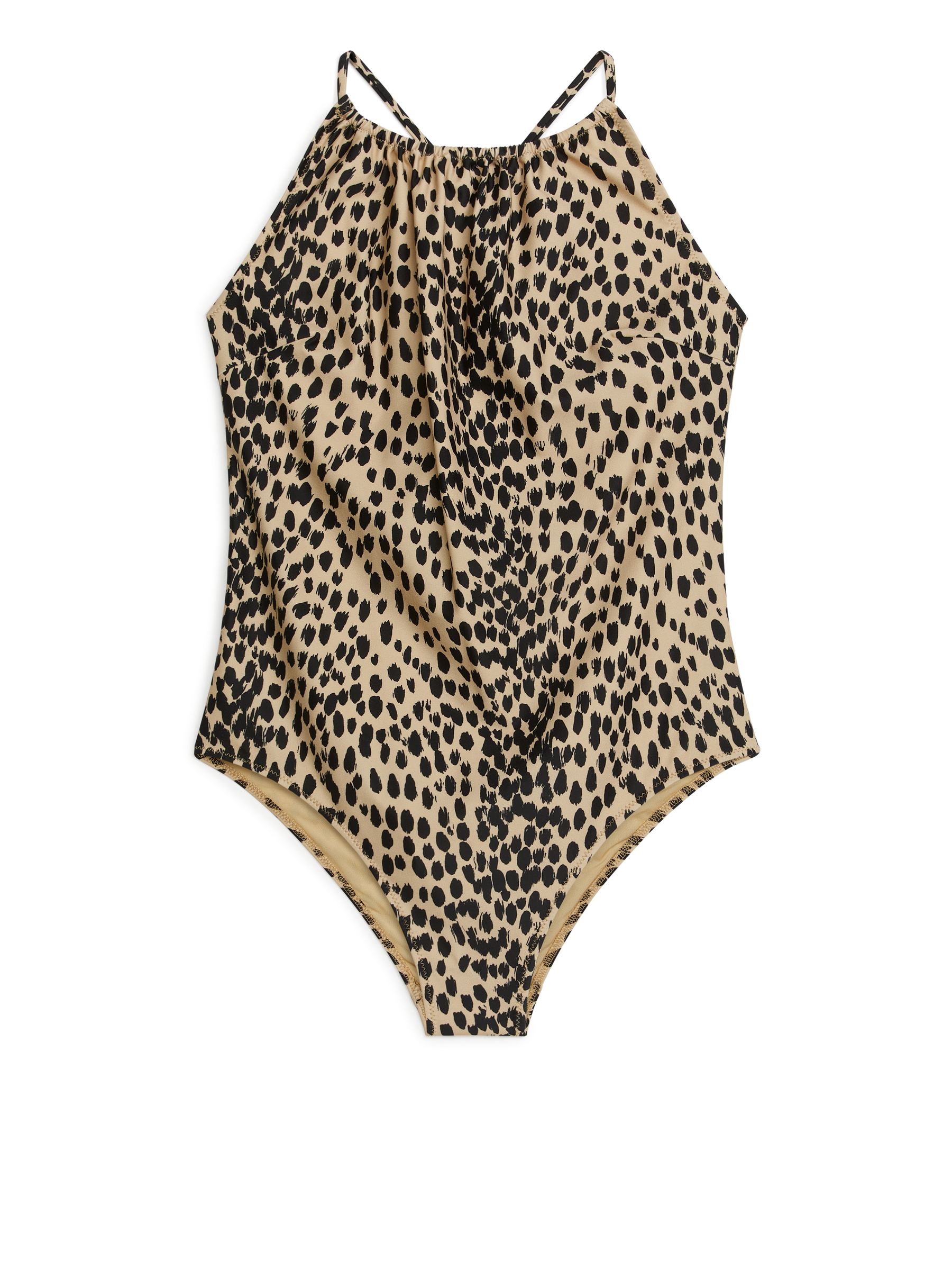 Baddräkt med rynkdetalj - Beige/svart - Slim fit - Women - StillMedia/DescriptiveStillLife - 1