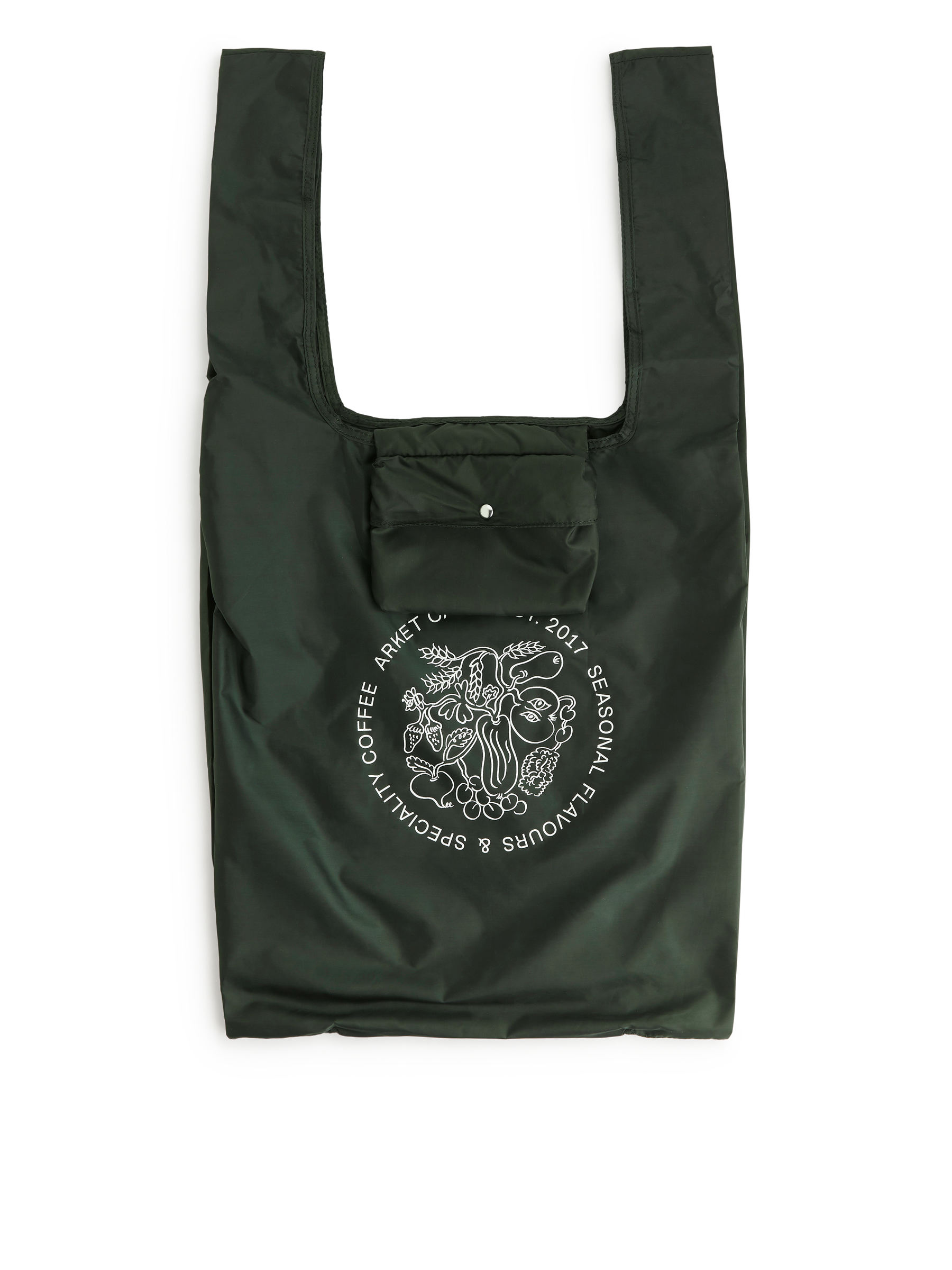 ARKET CAFÉ Packable Tote - Dark Green/White - Café - StillMedia/DescriptiveStillLife - 1
