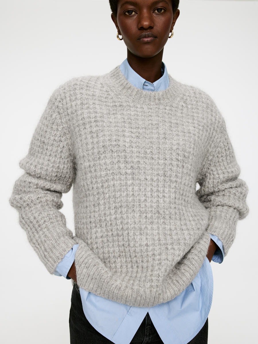 Relaxed Wool-Alpaca Jumper-#C0C3C6-13373