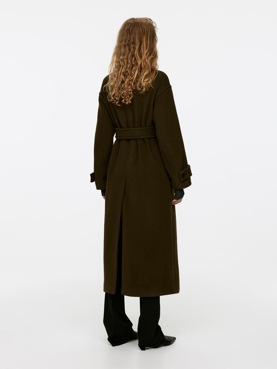 Oversized Wool-Blend Coat - Khaki Green - Oversized - Women - 1253220002