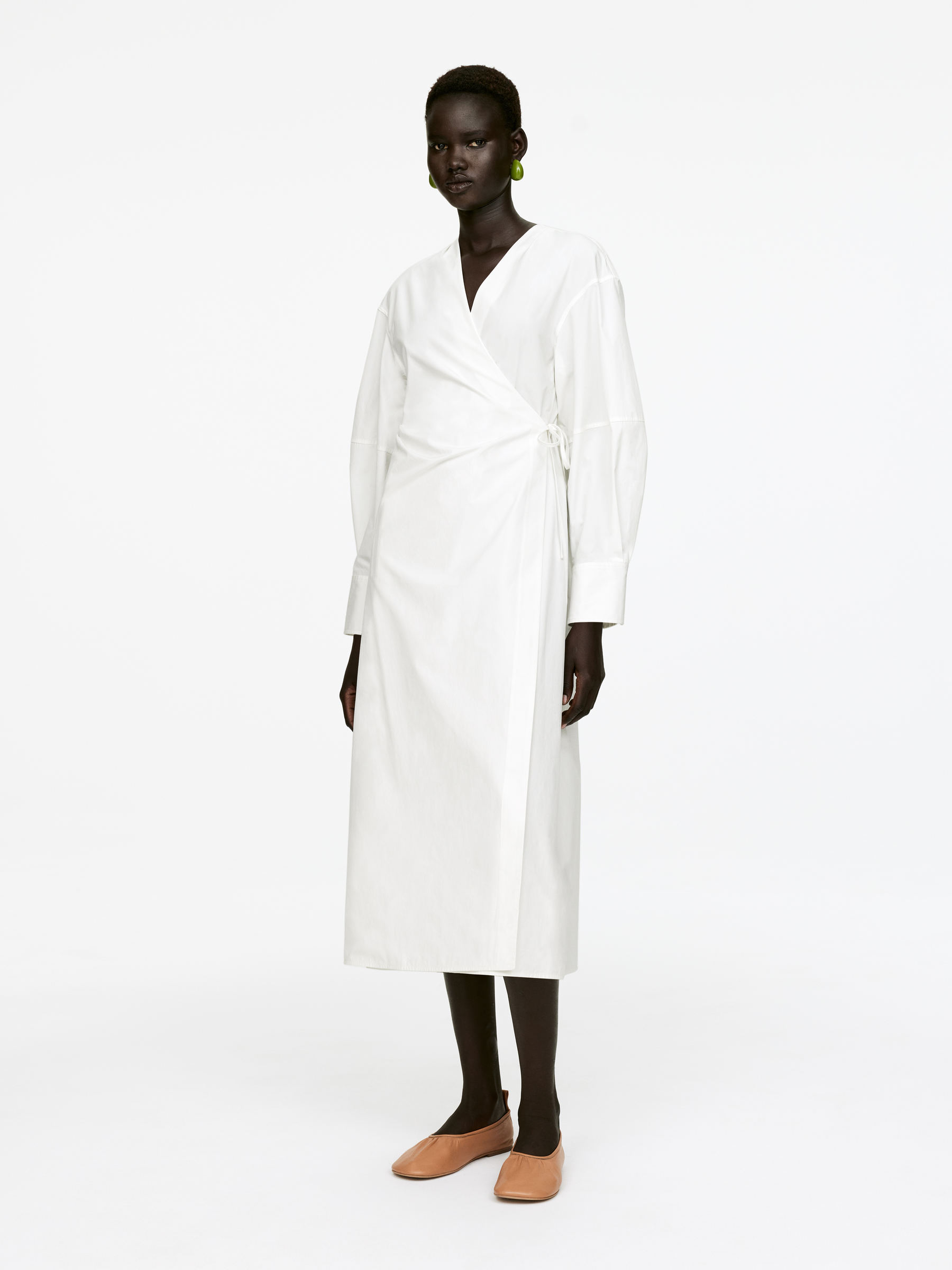 Cotton Wrap Dress - White - Regular fit - Women - StillMedia/Lookbook - 6