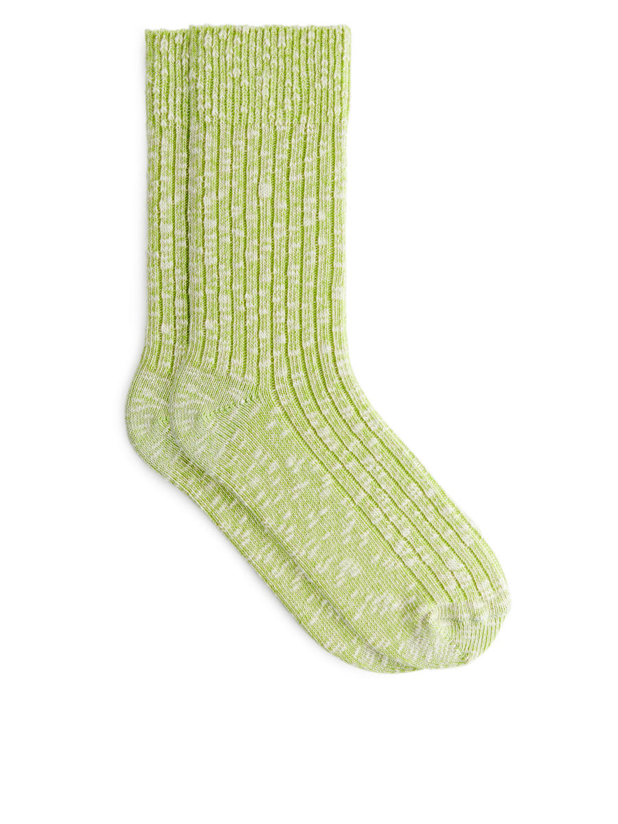 Grobe Stricksocken - Limettengrün meliert - Women - 1007732009