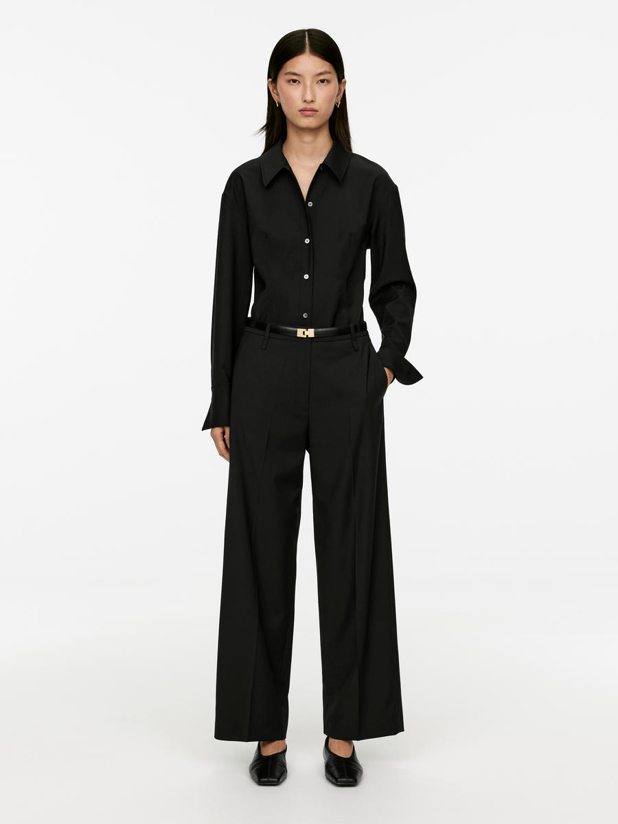 Pantalon à plis pressés - Noir - Loose fit - Femme - 1246746001