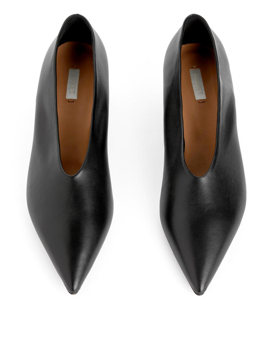 Pointy Leather Pumps-#272628-13101