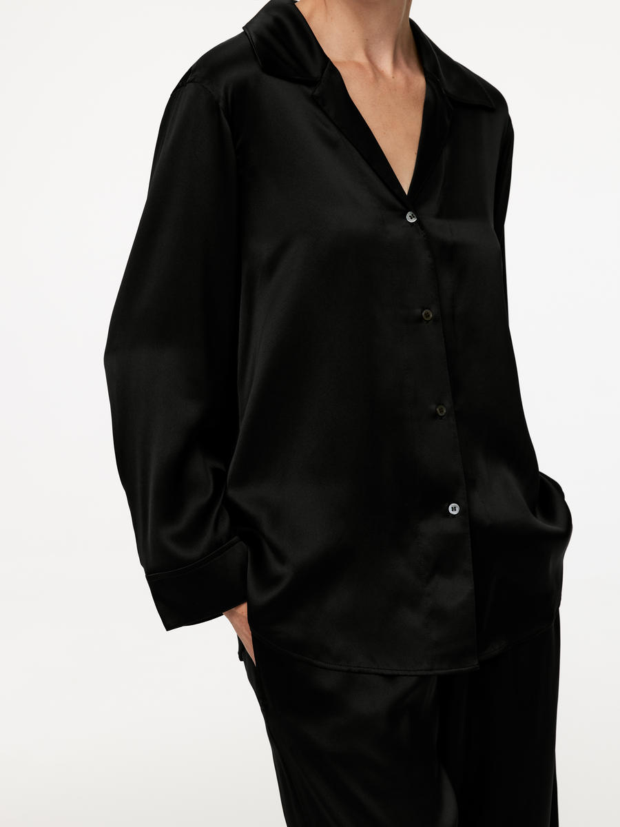 Relaxed Silk Shirt - Black - Relaxed fit - Women - 1195378002