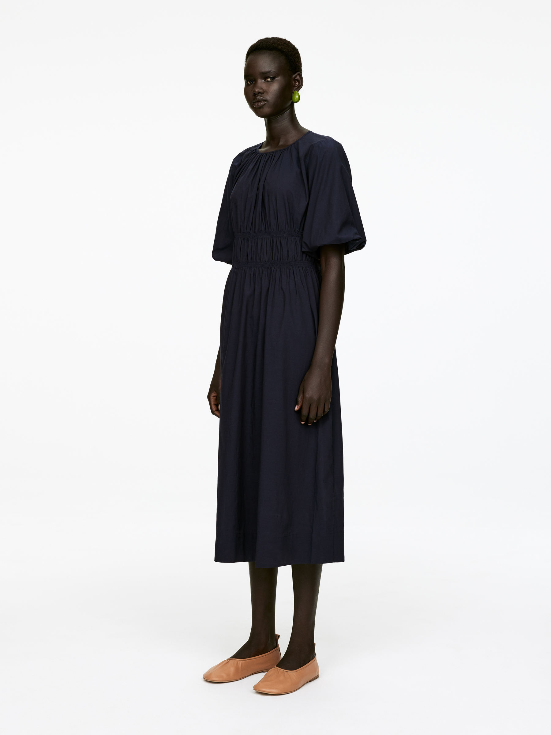 Volume-Sleeve Dress - Dark Blue - Regular fit - Women - StillMedia/Lookbook - 6
