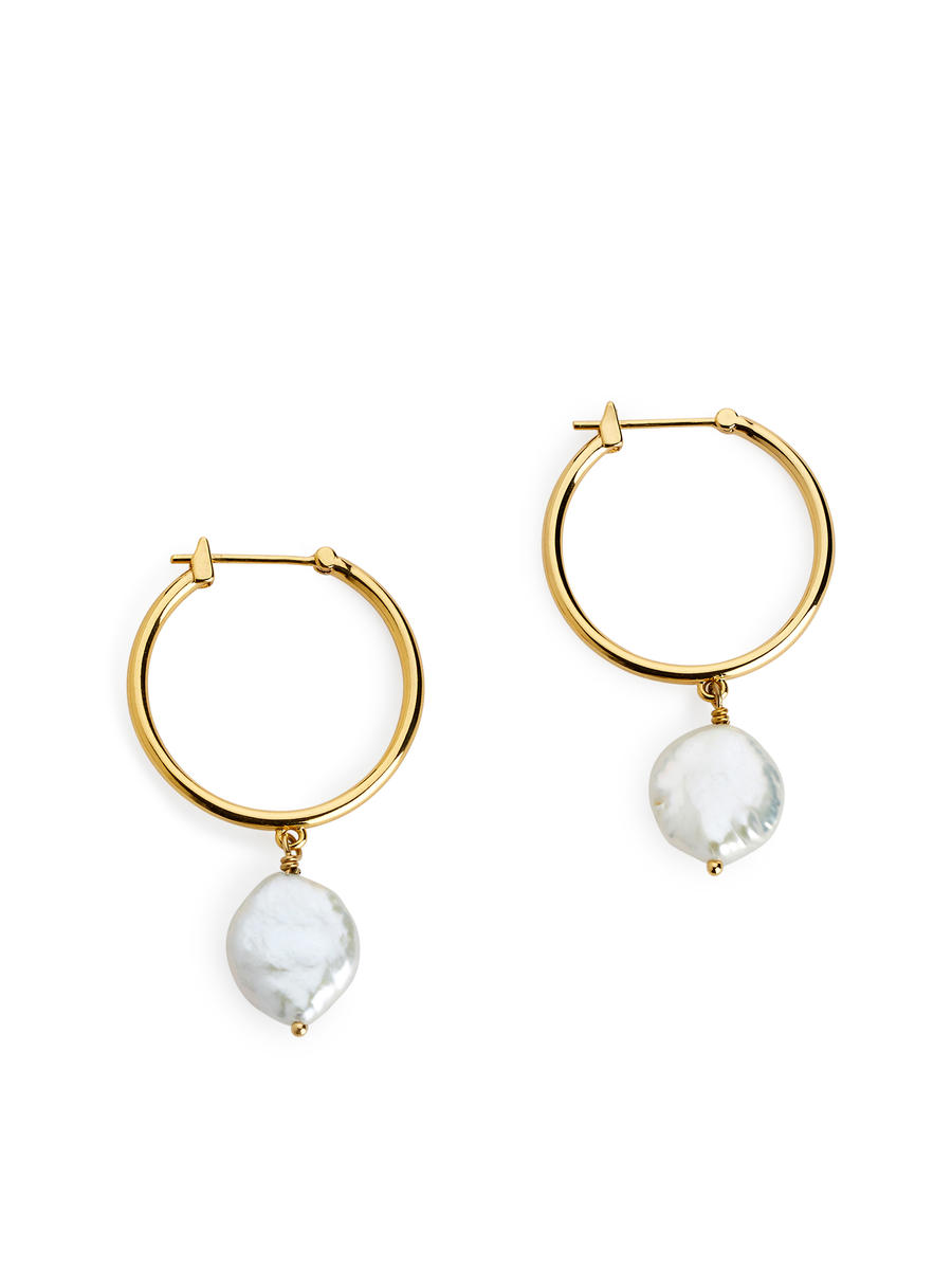 Freshwater Pearl Hoops - Gold/White - Women - 1237189001