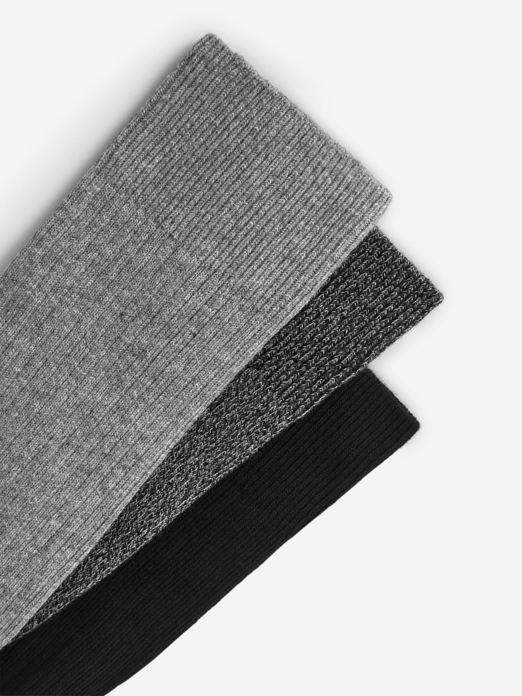 Supima Cotton Rib Socks Set of 3 pairs - Black/Grey - Men - StillMedia/DescriptiveDetail - 2