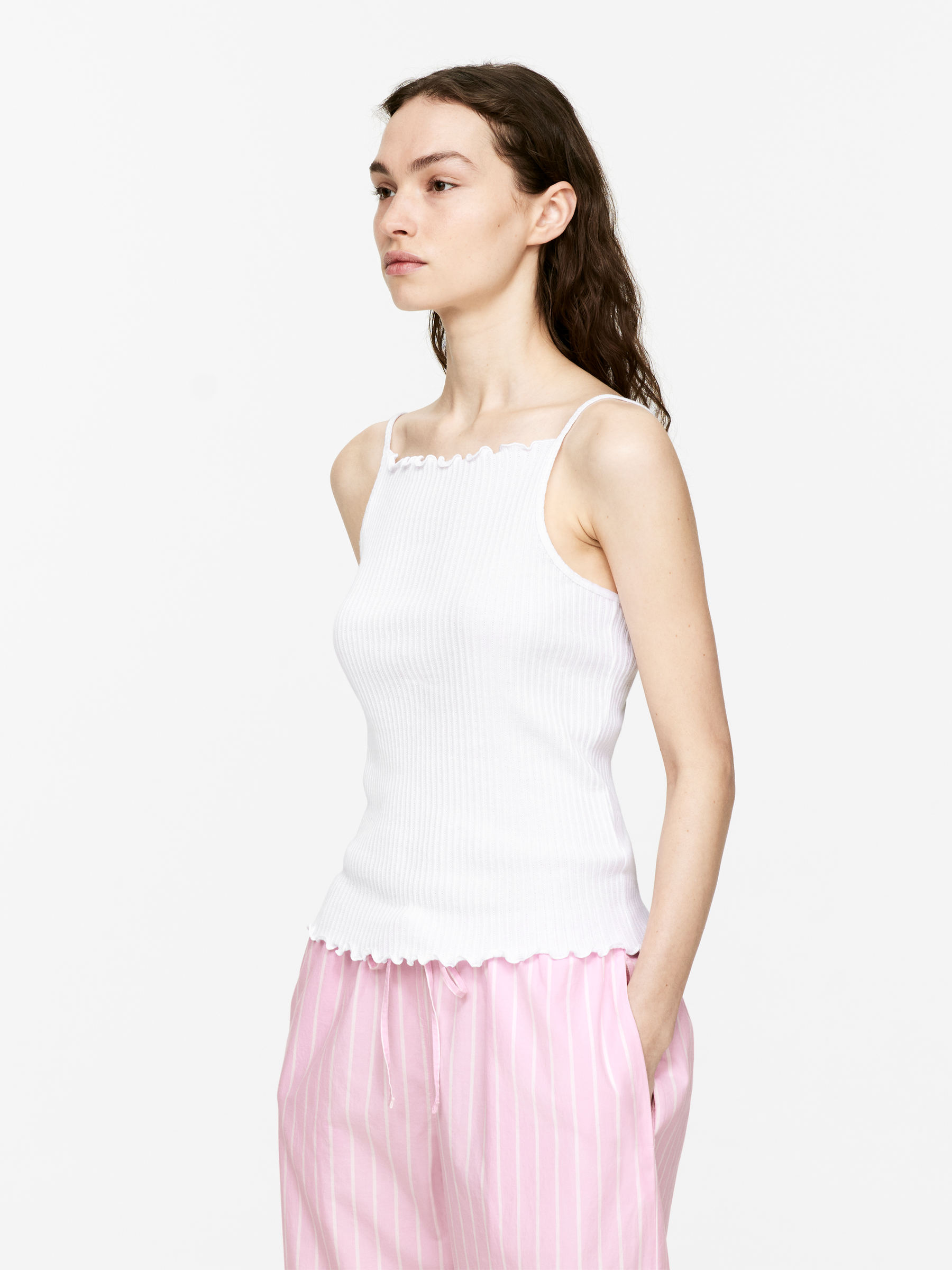 Pointelle Cotton Tank - White - Slim fit - Women - StillMedia/Lookbook - 5