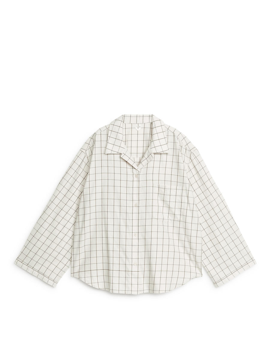 Flannel Pyjama Shirt-White-6719