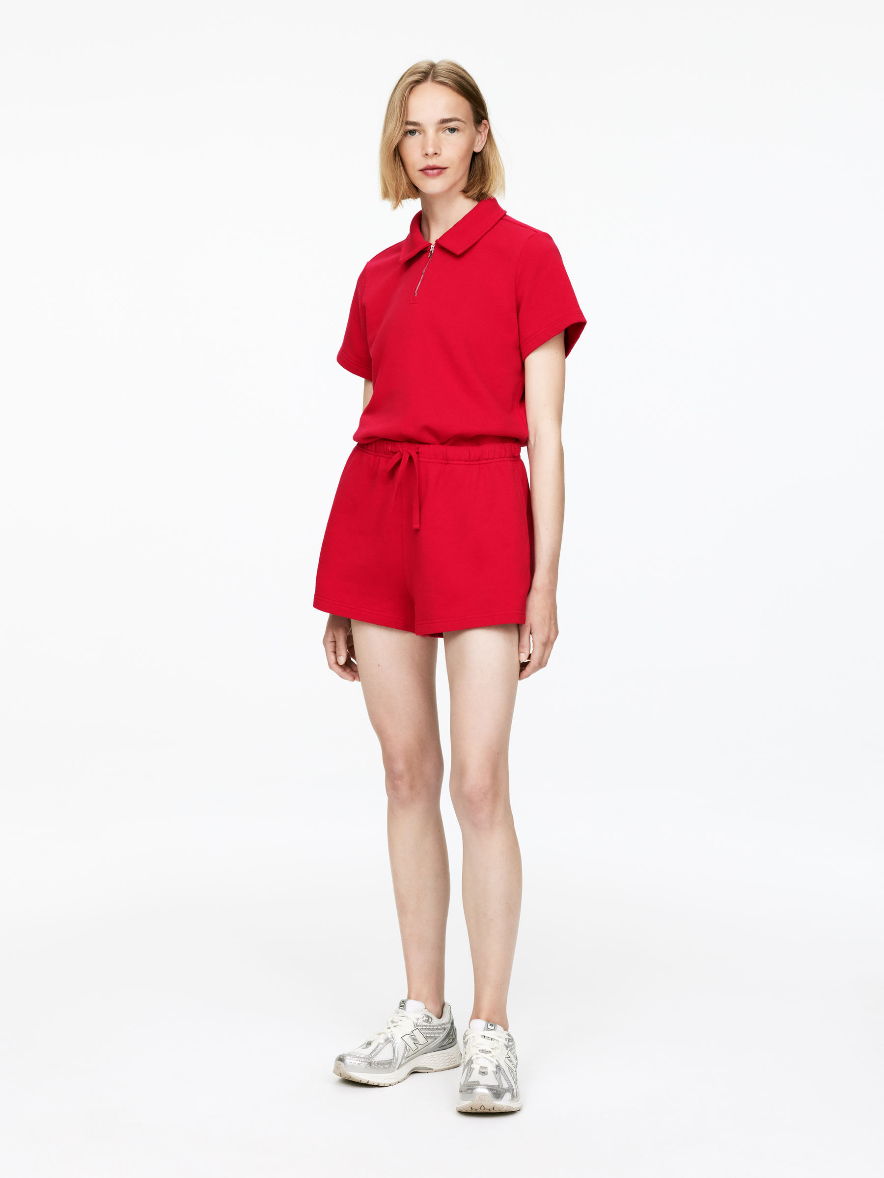 Cotton Terry Shorts - Red - Regular fit - Women - StillMedia/Lookbook - 3