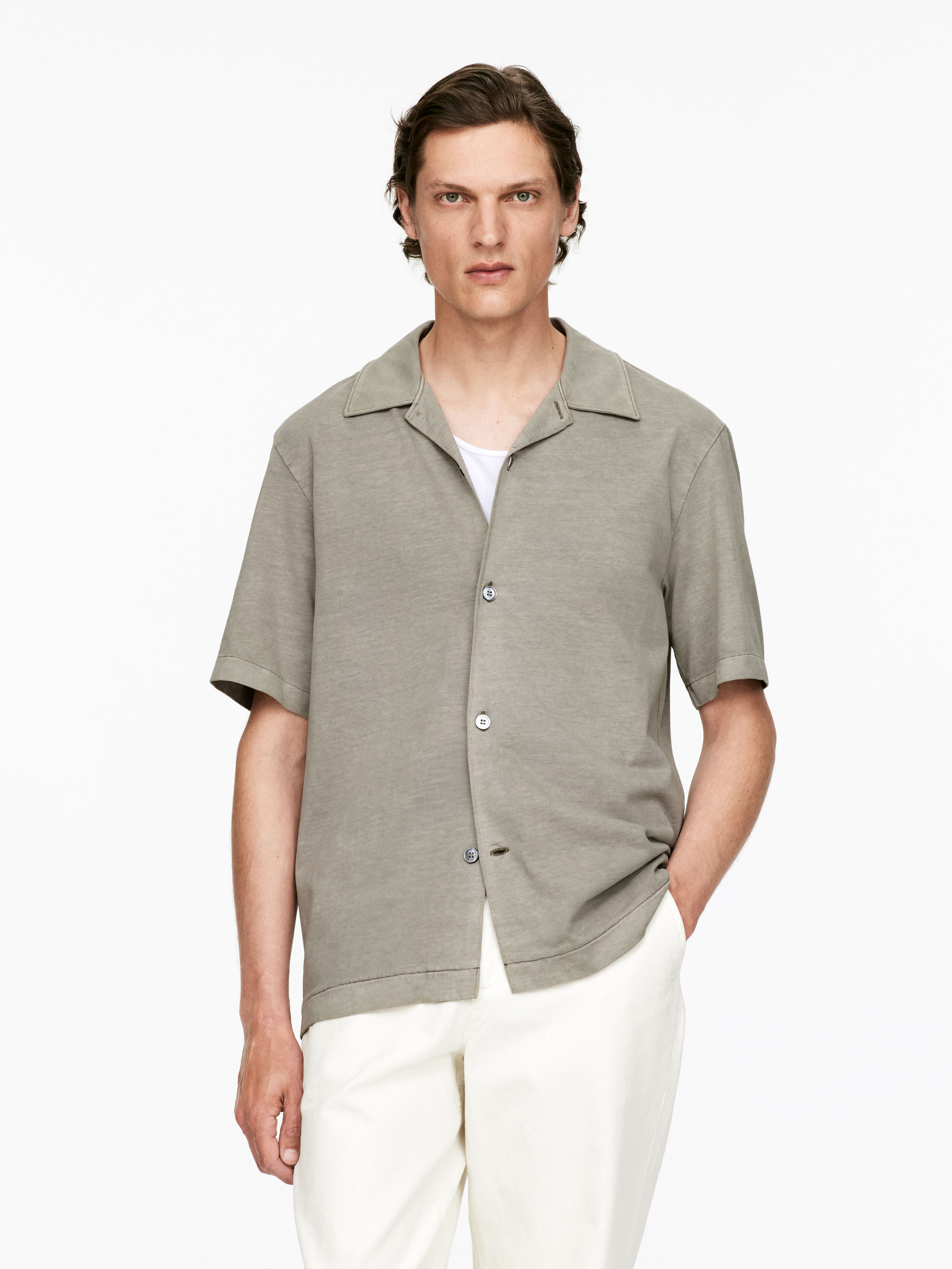 Short-Sleeve Jersey Shirt-#84817B-15234