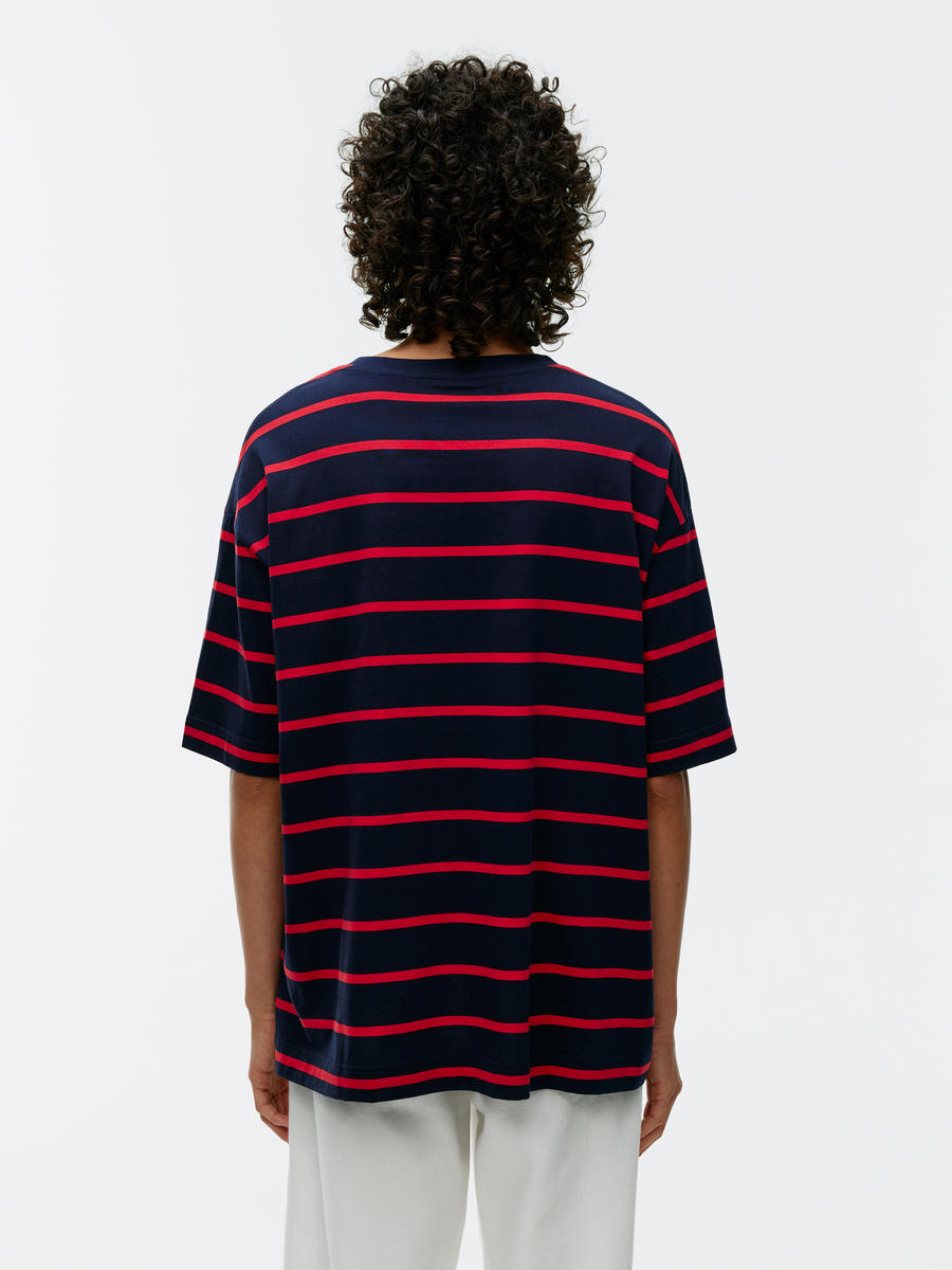 Oversized T-Shirt - Red/Dark Blue - Oversized - Women - 0886306026