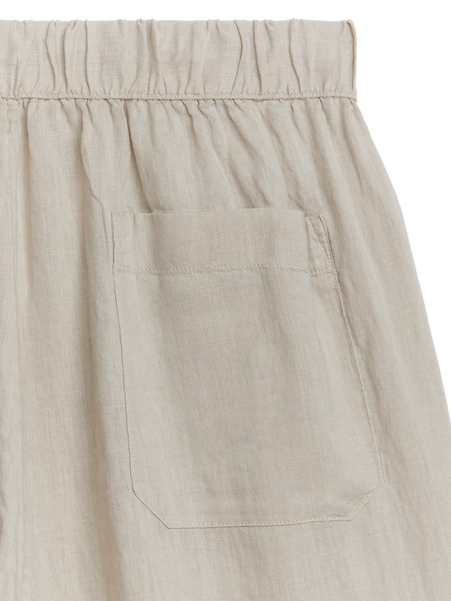 Linen Drawstring Trousers-#DADACD-9749