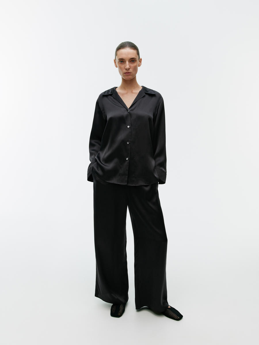 Silk Trousers-Black-11191