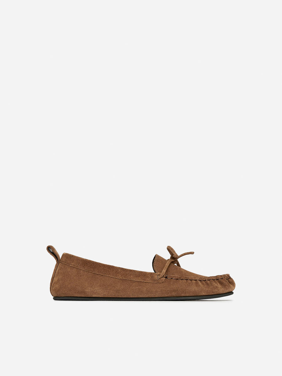 Suede Moccasin Loafers-#8B6E4E-13026