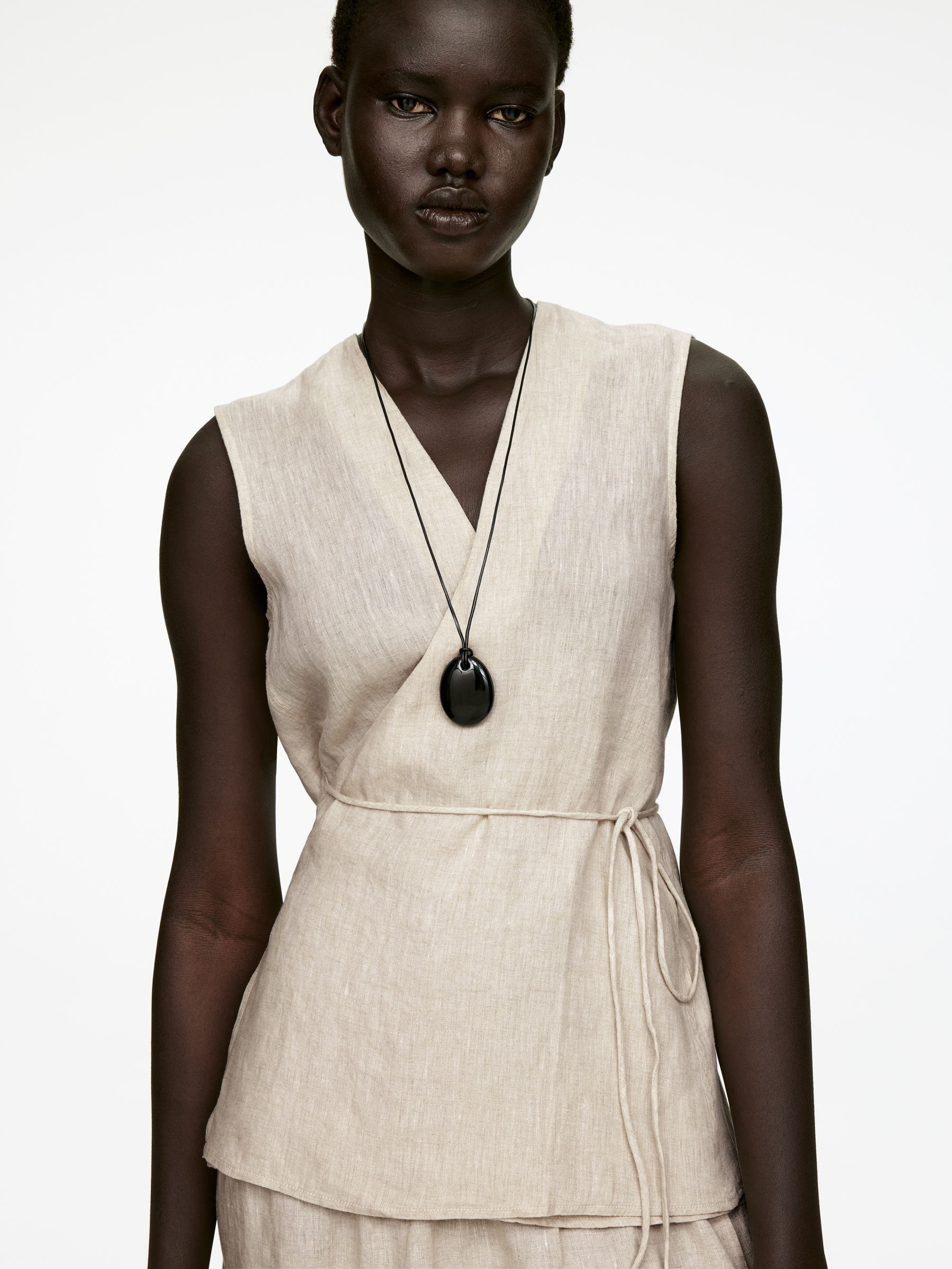 Linen Wrap Top - Beige/Undyed - Regular fit - Women - StillMedia/Lookbook - 6