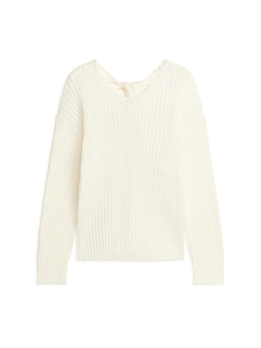 Twisted Cotton Jumper - White - Relaxed fit - Women - 1218531001